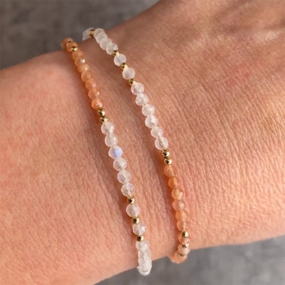 1Pc Natural Moonstone and Sunstone Bracelet Gemstone Bead Bracelets for Women Gifts for Her Sunstone Rainbow Moonstone Jewelry