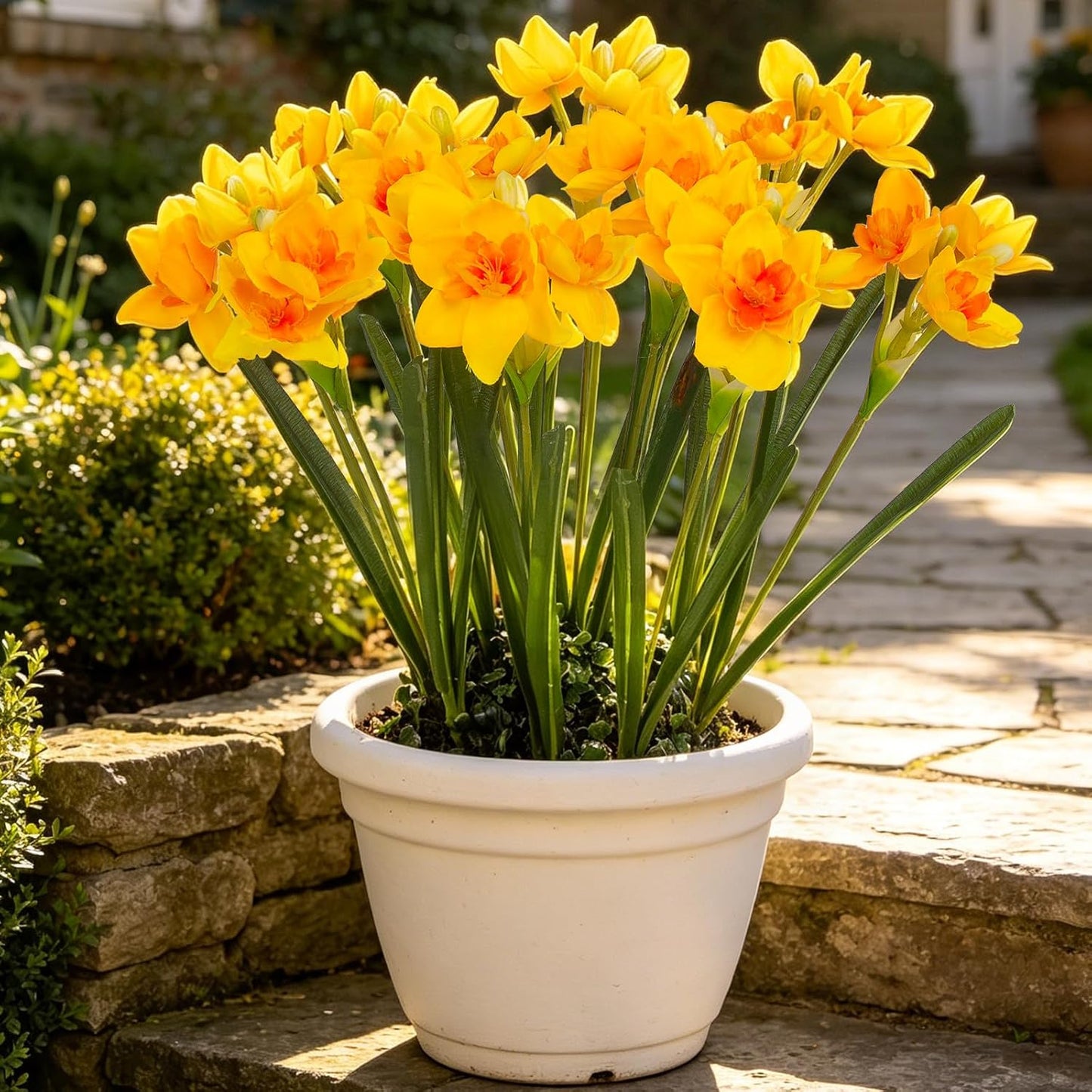 10 Pcs Artificial Daffodils Flowers Narcissus Faux Spring Flowers Fake Silk Daffodil Flower Arrangement for Indoor Outdoor Home Wedding Decor (10, Yellow)