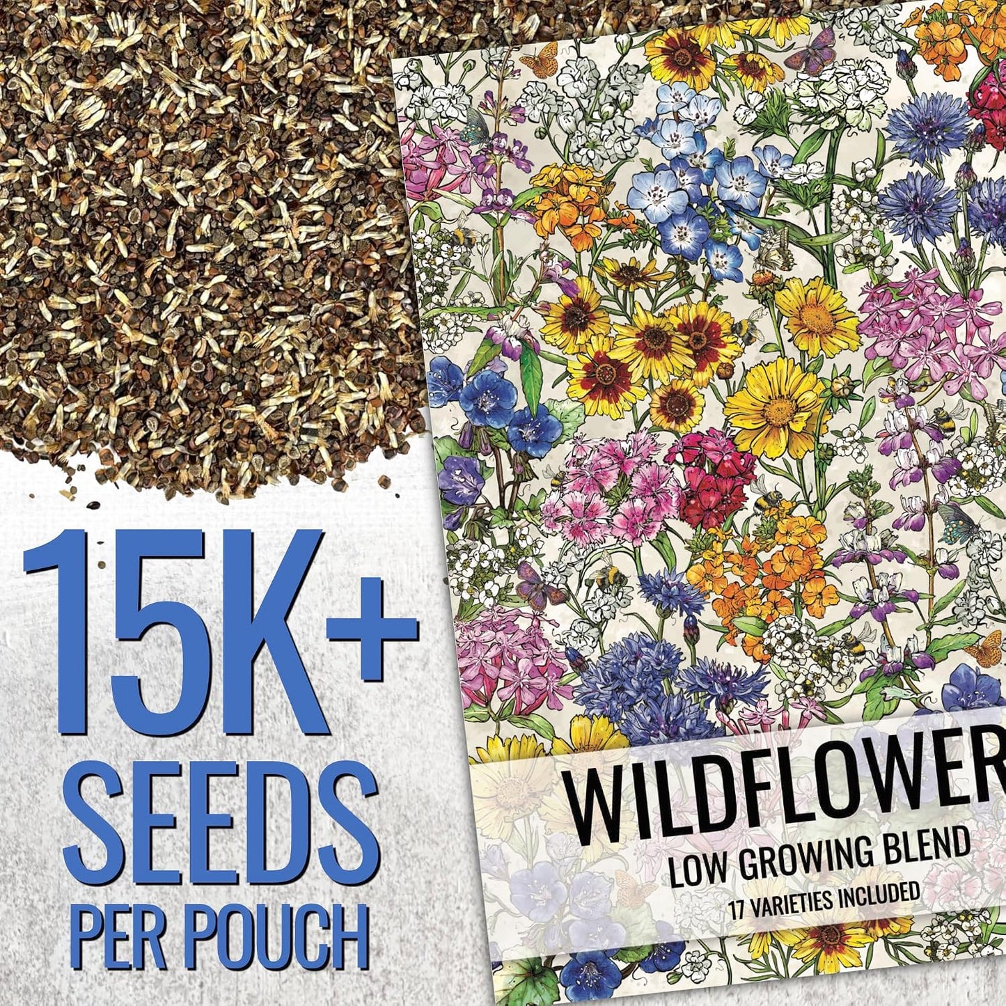 Wildflower Seeds Low Growing 1 Ounce Heirloom Bulk Pack
