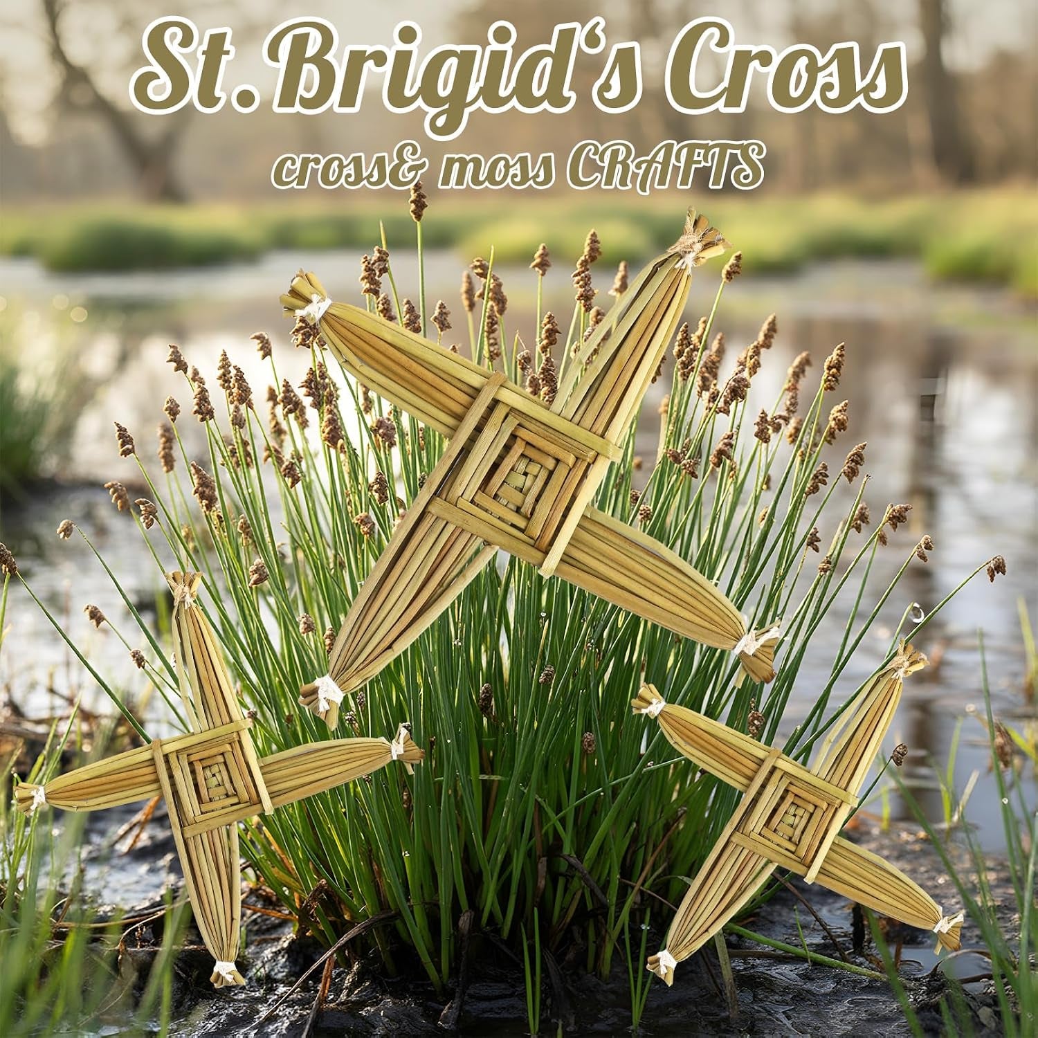 St. Brigid'S Wall Cross Decor Irish Gift Cross with History Card for Irish Blessing Gift for Celtic Imbolc Decor(Classic Style,5 In,Green)