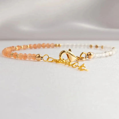 1Pc Natural Moonstone and Sunstone Bracelet Gemstone Bead Bracelets for Women Gifts for Her Sunstone Rainbow Moonstone Jewelry