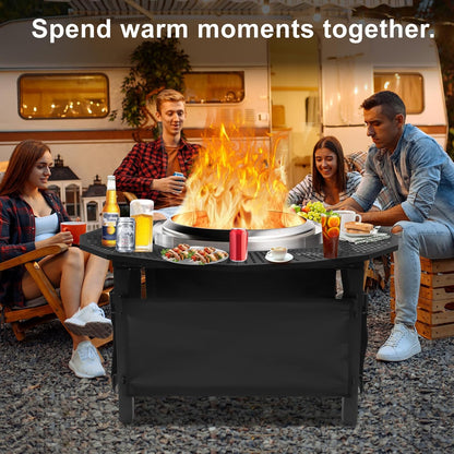 37 Inch Fire Pit Surround Tabletop for Solo Stove Bonfire Ranger 2.0, Circular Safety Protection, Equipped with a Safety Support Frame to Prevent Direct Contact with the Ground