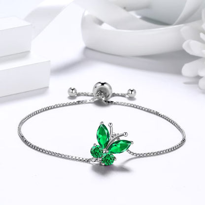 May Birthstone Jewelry Set Emerald Green Butterfly Fine Necklace/Earrings/Ring/Bracelet 925 Sterling Silver Women Xmas Birthday Mother'S Day Gift