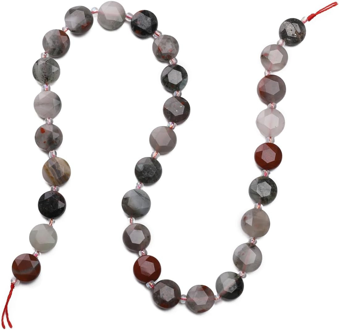 Natural Faceted Bloodstone Rondelle Disk Stone Beads 10X5Mm 37Cm for DIY Chain Jewelry Making