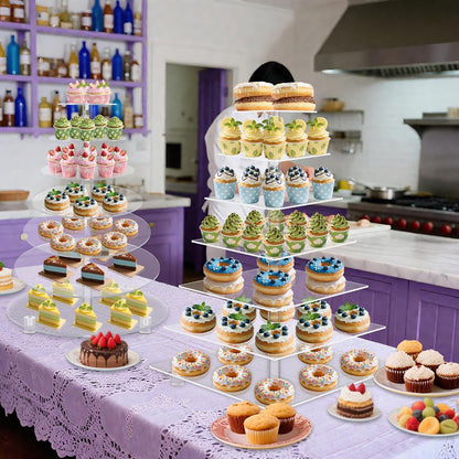 7 Tier Square Acrylic Maypole Cupcake Stand Cupcake Tower Stand, Premium Cupcake Holder, Display for Pastry Wedding Birthday Party