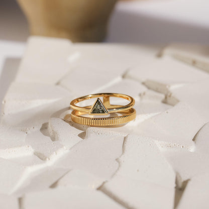 Peridot Double Ring Band by Caitlyn Minimalist • Vintage Art Deco Peridot Gemstone Ring • Statement Jewelry • Anniversary Gift • RR083