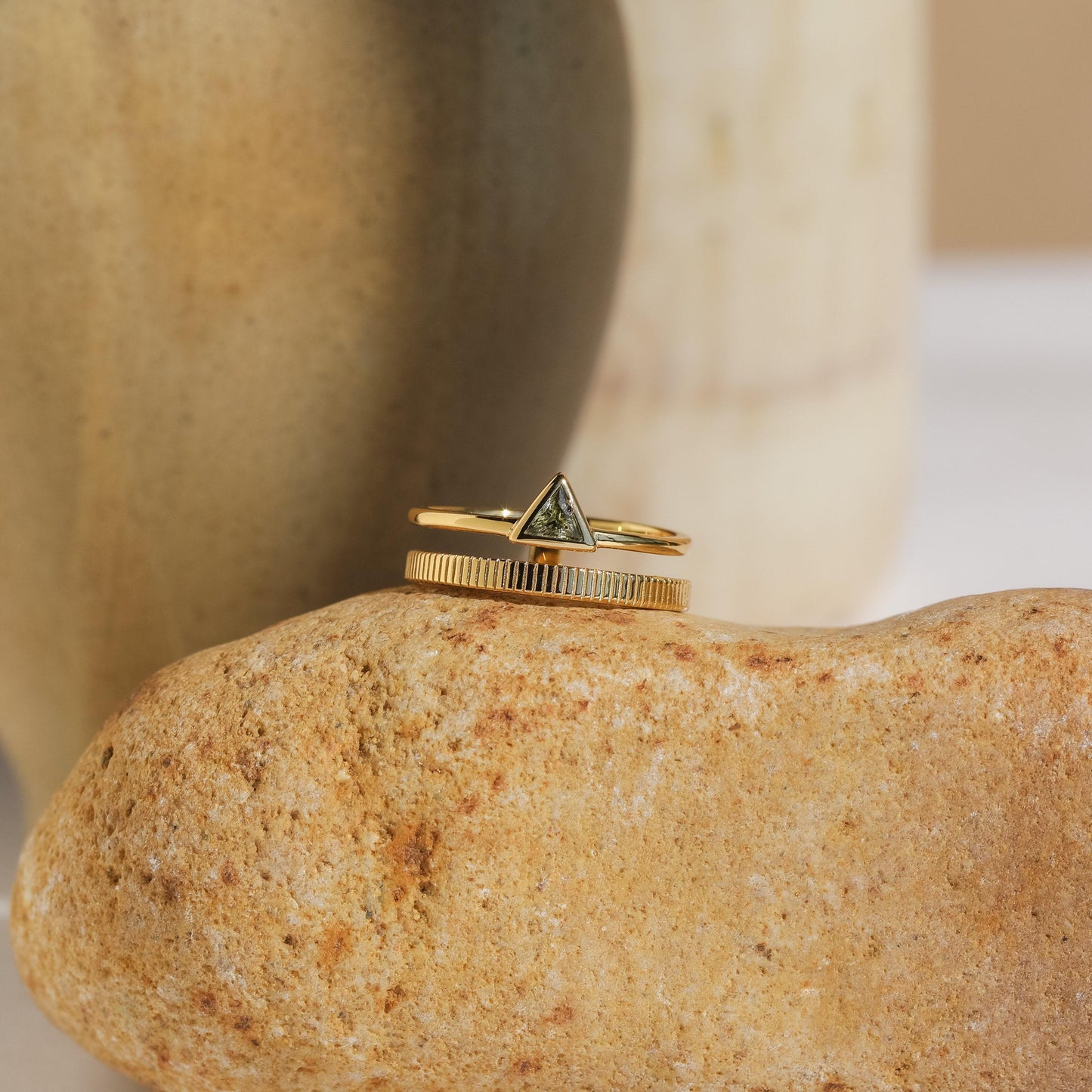 Peridot Double Ring Band by Caitlyn Minimalist • Vintage Art Deco Peridot Gemstone Ring • Statement Jewelry • Anniversary Gift • RR083
